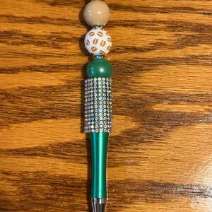 Green and Silver Coffee Bean 🫘 Handmade Pen